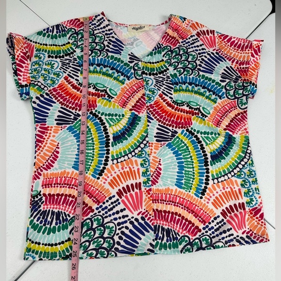 Haptics Bundle of Two Bright Colorful Short Sleeve Summer Tops Beach Vaca Summer - Picture 6 of 15